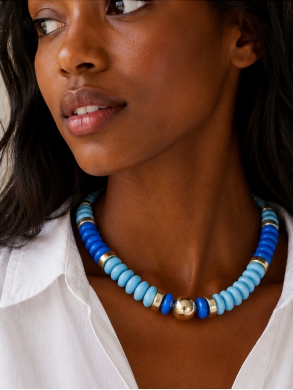 New! Colorful Blue Beaded Dopamine Necklace NWOT 1063